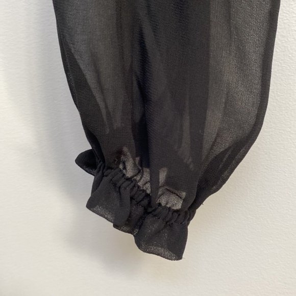 ❗️SOLD❗️Aritzia Wilfred Black Chiffon Long Sleeve Smock Blouse Size M - Picture 9 of 11